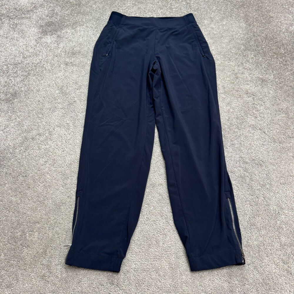 Athleta Ankle Zip Jogger Pants Womens 0 Navy Blue Lightweight Stretch Activewear